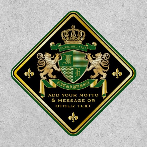 Make Your Own Coat of Arms Green Gold Lion Emblem Patch