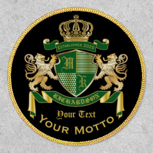 Make Your Own Coat of Arms Green Gold Lion Emblem Patch