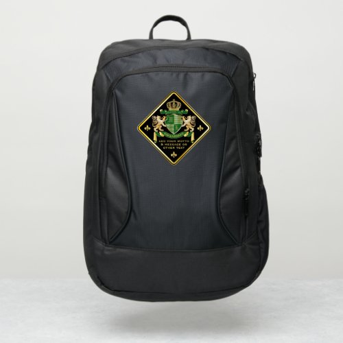 Make Your Own Coat of Arms Green Gold Lion Emblem Port Authority Backpack