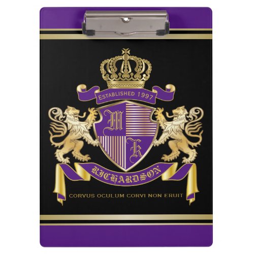 Make Your Own Coat of Arms Monogram Crown Emblem Clipboard