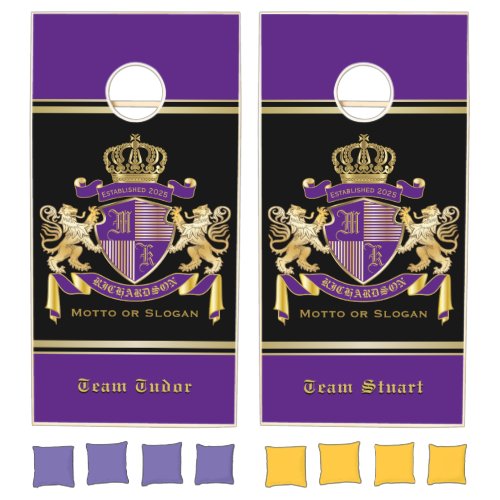 Make Your Own Coat of Arms Monogram Crown Emblem Cornhole Set