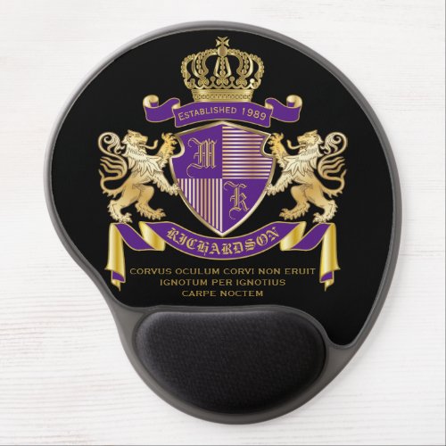 Make Your Own Coat of Arms Monogram Crown Emblem Gel Mouse Pad