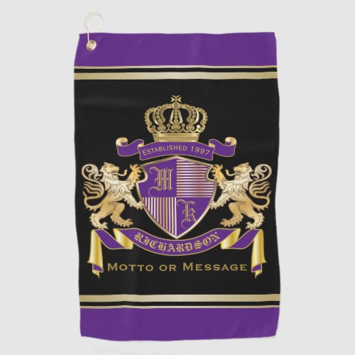 Make Your Own Coat of Arms Monogram Crown Emblem Golf Towel