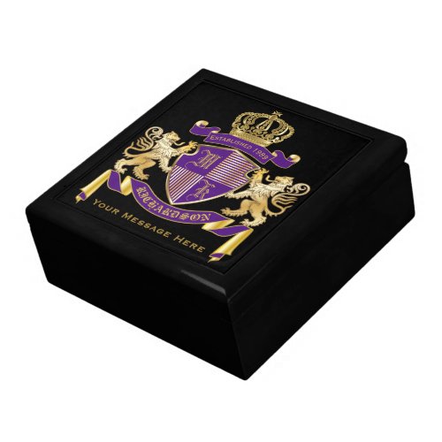 Make Your Own Coat of Arms Monogram Crown Emblem Keepsake Box