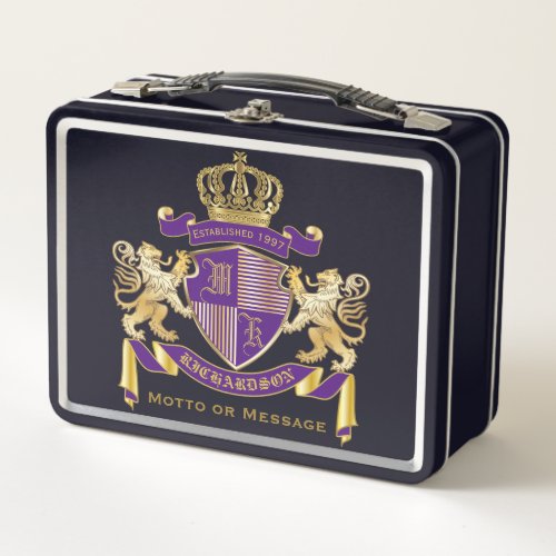 Make Your Own Coat of Arms Monogram Crown Emblem Metal Lunch Box