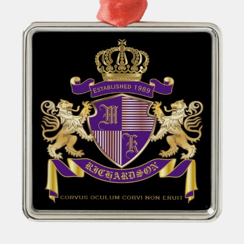 Make Your Own Coat of Arms Monogram Crown Emblem Metal Ornament