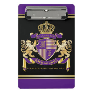 Make Your Own Coat of Arms Monogram Crown Emblem Mini Clipboard