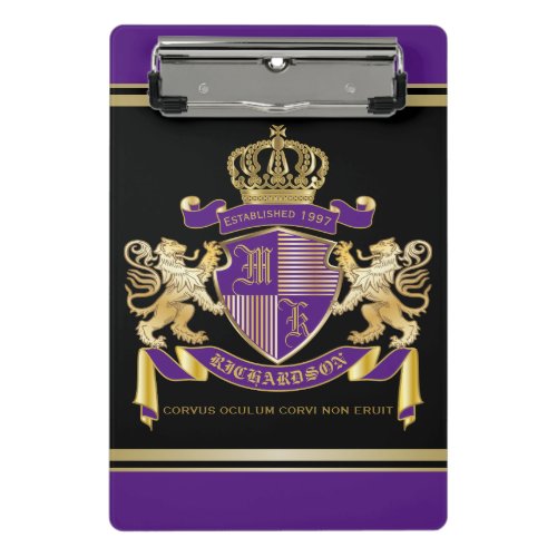 Make Your Own Coat of Arms Monogram Crown Emblem Mini Clipboard