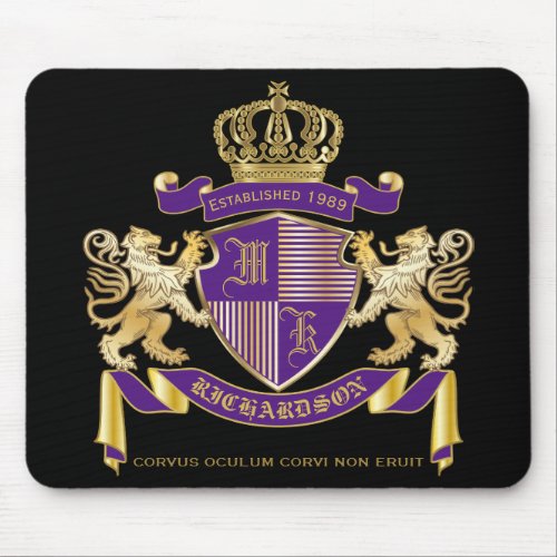 Make Your Own Coat of Arms Monogram Crown Emblem Mouse Pad
