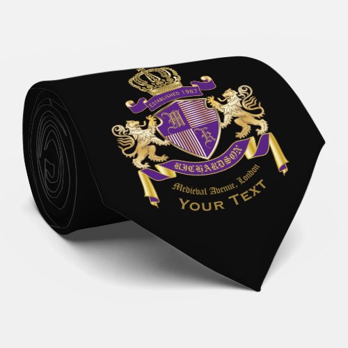 Make Your Own Coat of Arms Monogram Crown Emblem Neck Tie