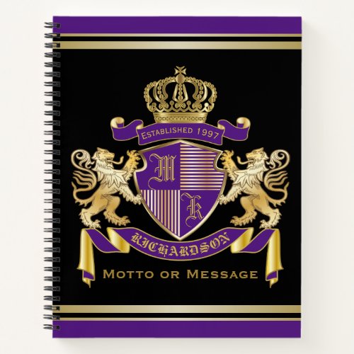 Make Your Own Coat of Arms Monogram Crown Emblem Notebook