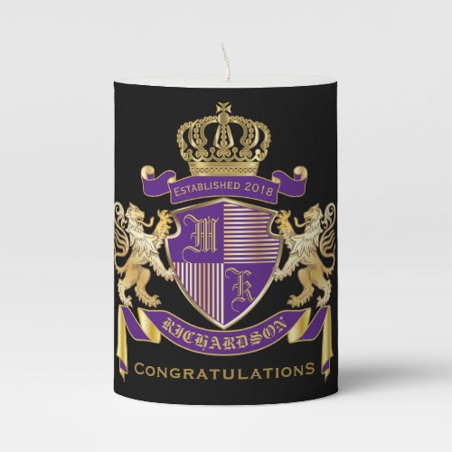 Make Your Own Coat of Arms Monogram Crown Emblem Pillar Candle