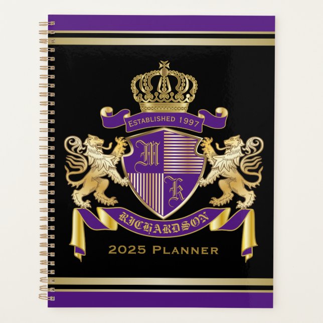 Make Your Own Coat of Arms Monogram Crown Emblem Planner (Front)