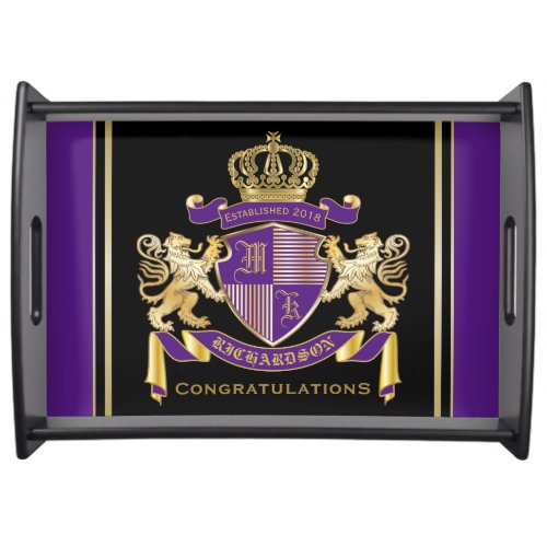 Make Your Own Coat of Arms Monogram Crown Emblem Serving Tray