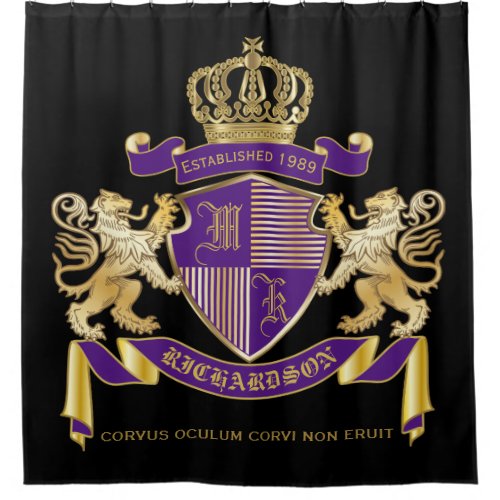 Make Your Own Coat of Arms Monogram Crown Emblem Shower Curtain