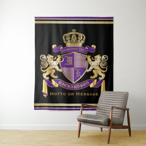 Make Your Own Coat of Arms Monogram Crown Emblem Tapestry