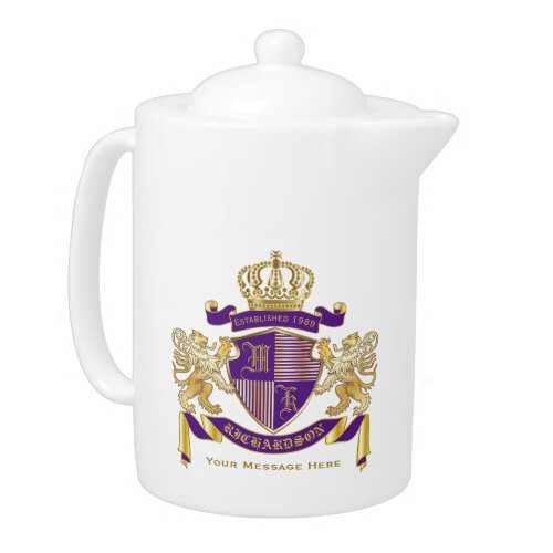 Make Your Own Coat of Arms Monogram Crown Emblem Teapot