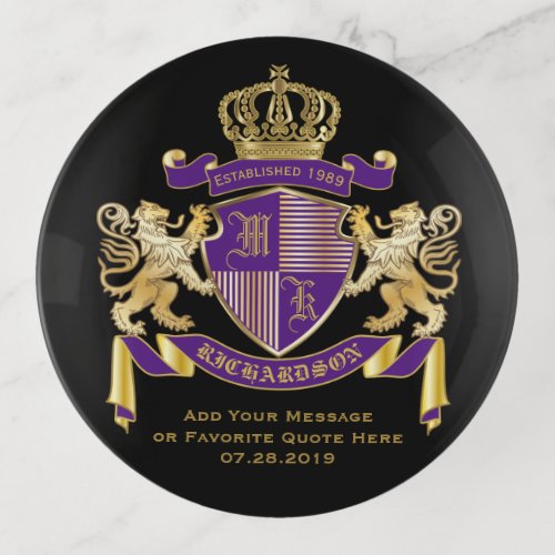 Make Your Own Coat of Arms Monogram Crown Emblem Trinket Tray