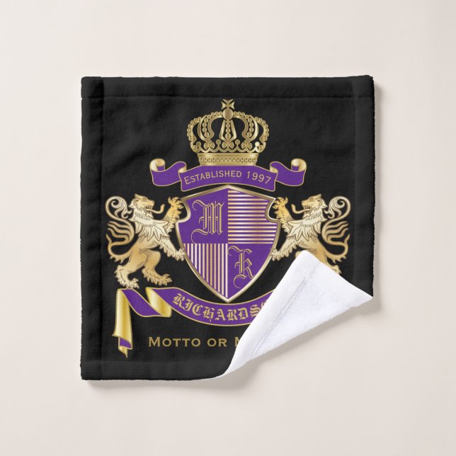 Make Your Own Coat of Arms Monogram Crown Emblem Wash Cloth (Wash Cloth)