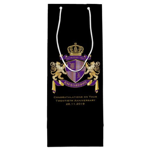 Make Your Own Coat of Arms Monogram Crown Emblem Wine Gift Bag