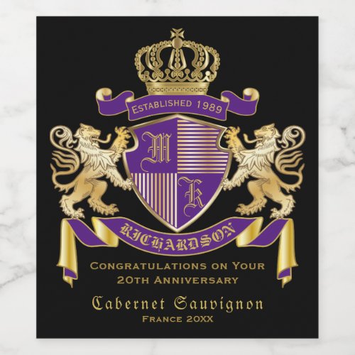 Make Your Own Coat of Arms Monogram Crown Emblem Wine Label