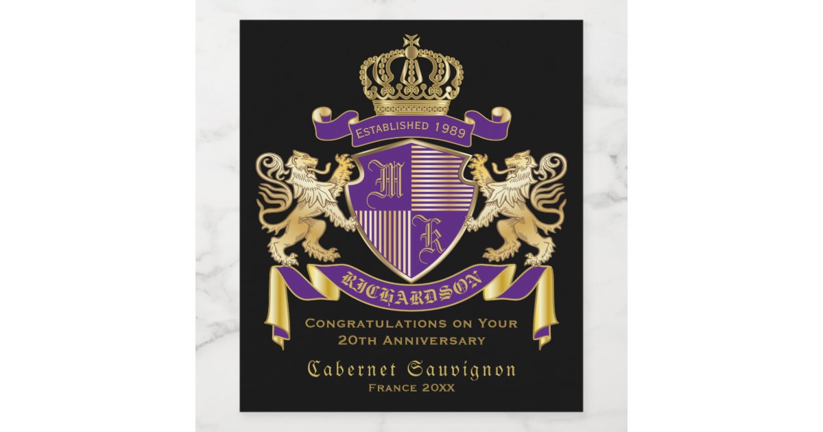Make Your Own Coat of Arms Monogram Crown Emblem Wine Label | Zazzle.com