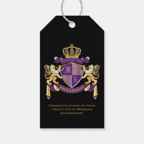 Make Your Own Coat of Arms Monogram Lion Emblem Gift Tags