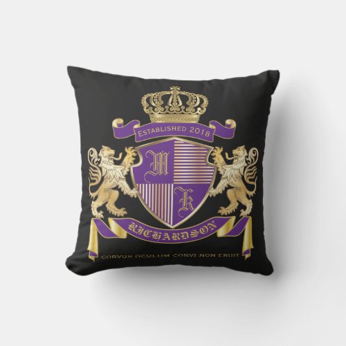 Make Your Own Coat of Arms Monogram Lion Emblem Outdoor Pillow