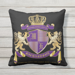 Make Your Own Coat of Arms Monogram Lion Emblem Outdoor Pillow