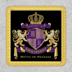 Make Your Own Coat of Arms Purple Gold Lion Emblem Patch