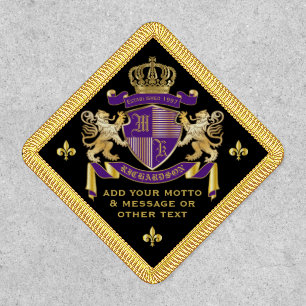 Make Your Own Coat of Arms Purple Gold Lion Emblem Patch