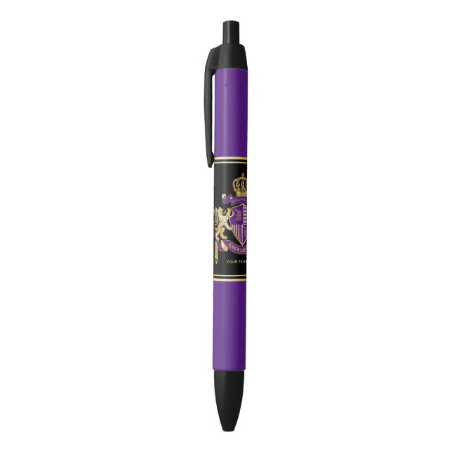 Make Your Own Coat of Arms Purple Gold Lion Emblem Pen (Top (Vertical))