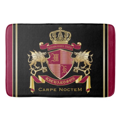 Make Your Own Coat of Arms Red Gold Dragon Emblem Bath Mat