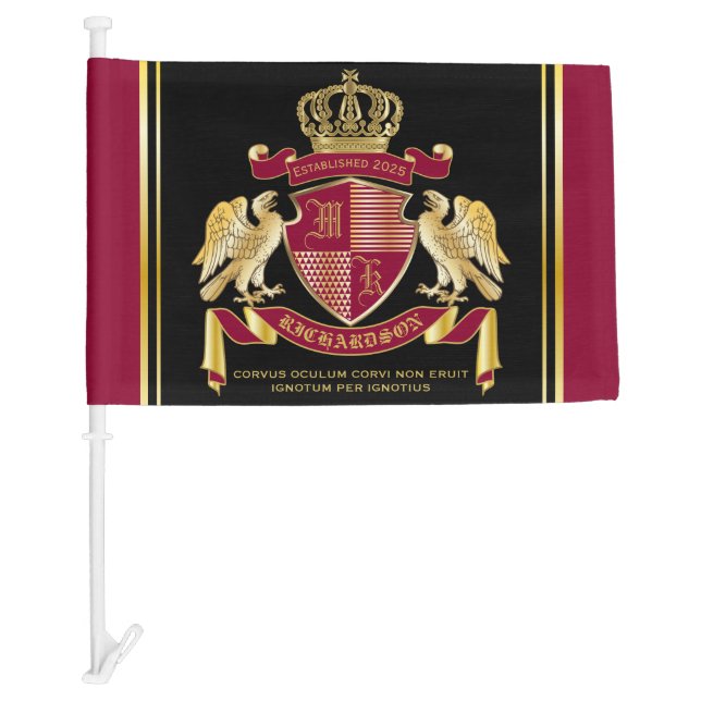 Make Your Own Coat of Arms Red Gold Eagle Emblem Car Flag (Front)
