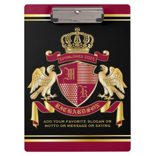 Make Your Own Coat of Arms Red Gold Eagle Emblem Clipboard