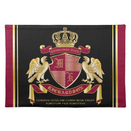 Make Your Own Coat of Arms Red Gold Eagle Emblem Cloth Placemat