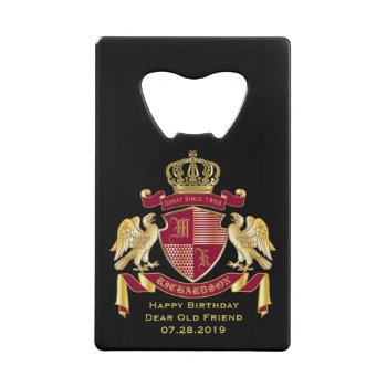 Make Your Own Coat Of Arms Red Gold Eagle Emblem Credit Card Bottle Opener by BCVintageLove at Zazzle