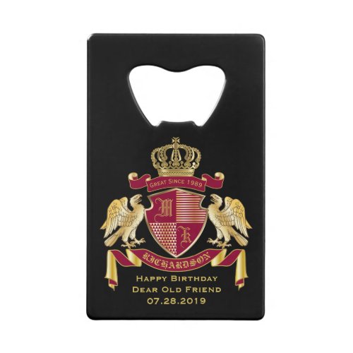 Make Your Own Coat of Arms Red Gold Eagle Emblem Credit Card Bottle Opener
