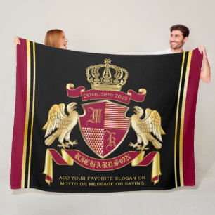 Make Your Own Coat of Arms Red Gold Eagle Emblem Fleece Blanket