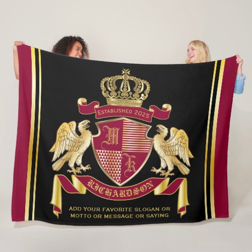 Make Your Own Coat of Arms Red Gold Eagle Emblem Fleece Blanket