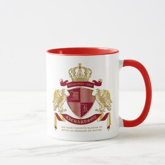 Make Your Own Coat of Arms Red Gold Eagle Emblem Mug (Right)