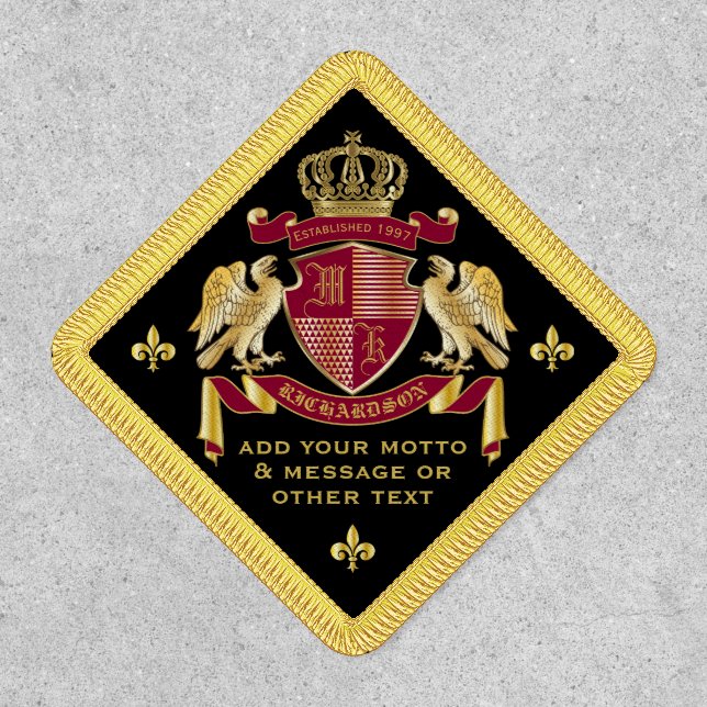 Make Your Own Coat of Arms Red Gold Eagle Emblem Patch (Front)
