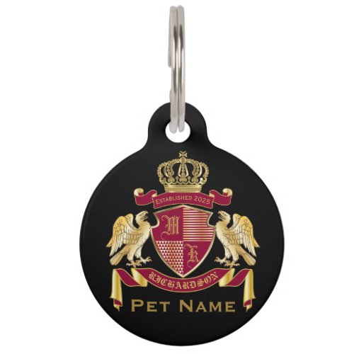 Make Your Own Coat of Arms Red Gold Eagle Emblem Pet ID Tag