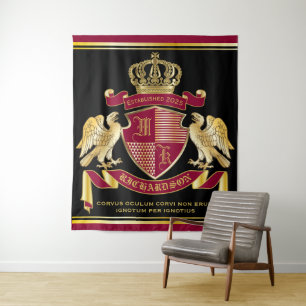 Make Your Own Coat of Arms Red Gold Eagle Emblem Tapestry