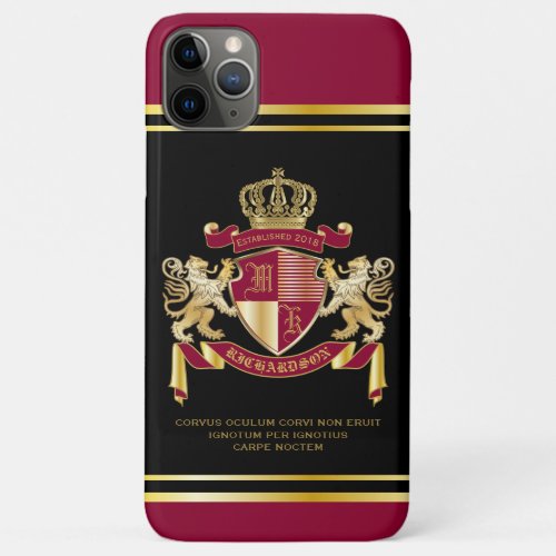Make Your Own Coat of Arms Red Gold Lion Emblem iPhone 11 Pro Max Case