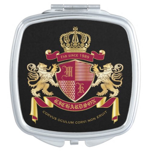 Make Your Own Coat of Arms Red Gold Lion Emblem Compact Mirror