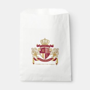 Make Your Own Coat Of Arms Red Gold Lion Emblem Favor Bag by BCVintageLove at Zazzle