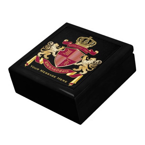 Make Your Own Coat of Arms Red Gold Lion Emblem Gift Box