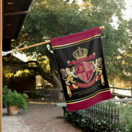 Make Your Own Coat of Arms Red Gold Lion Emblem House Flag
