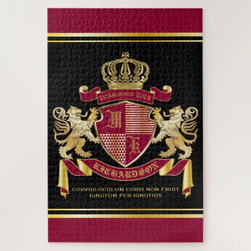 Make Your Own Coat of Arms Red Gold Lion Emblem Jigsaw Puzzle